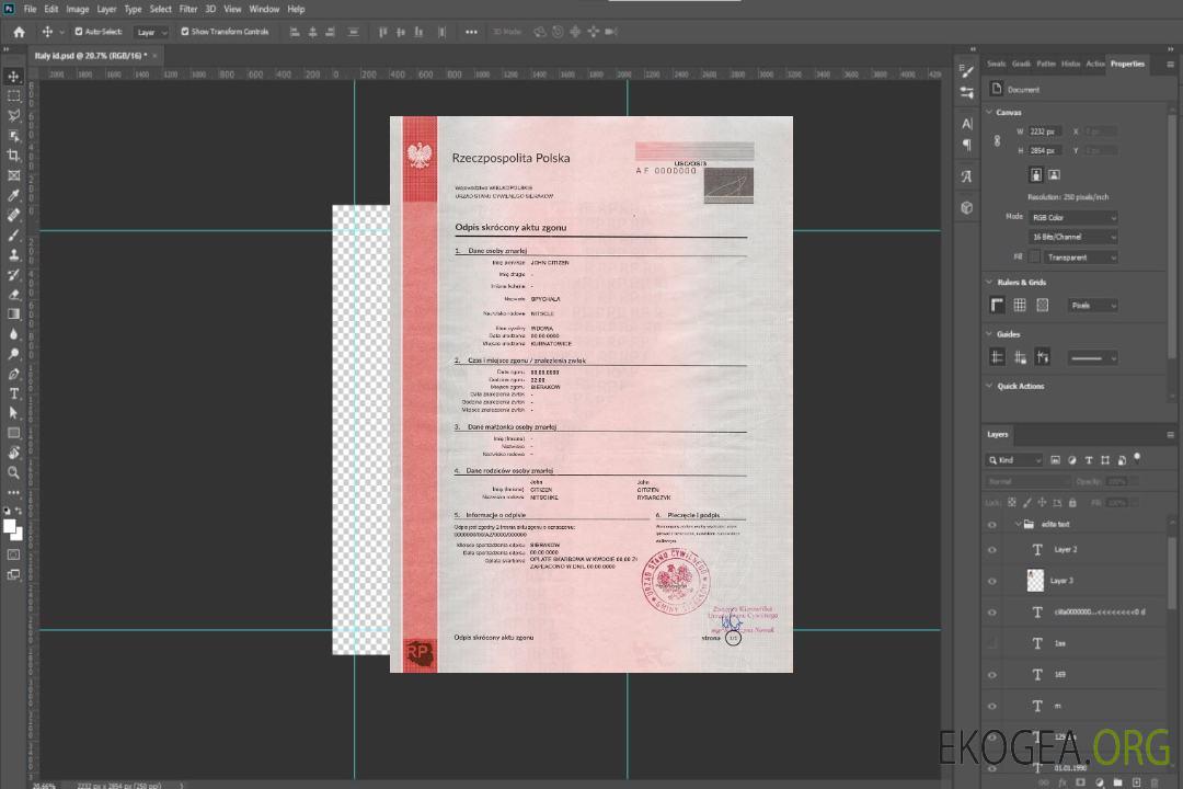 Acte de décès en Pologne template